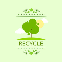 Poster - green tree recycle flat eco icon vector