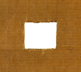 Textured cardboard frame with rough edges isolated