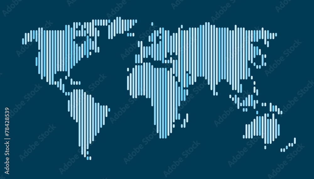 World map vertical blue gradient lines EPS 10 Stock Vector | Adobe Stock