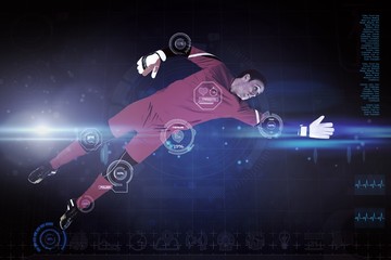 Poster - Composite image of fit goal keeper jumping up