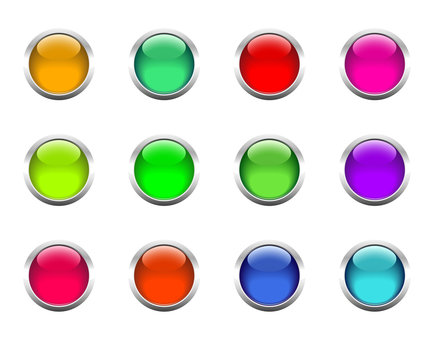Set of colored buttons for web. Vector.