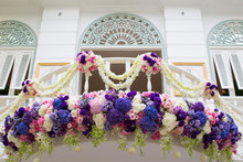 Decorated Balcony With Colorful Beautiful Flower, Tropical Clima