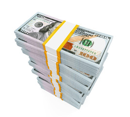 Canvas Print - Stacks of New 100 US Dollar Banknotes