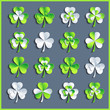 Set of white and green 3d Patricks leaf clover