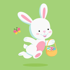 Wall Mural - Easter Bunny with Easter Basket