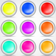 Poster - set of colored buttons with shadow vector illustration