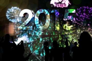 Aufkleber - Composite image of silhouette of cheering people