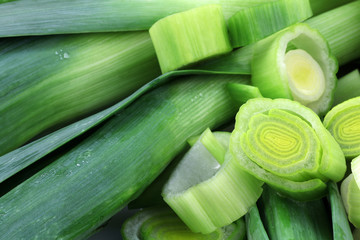 background of freshly cut leek