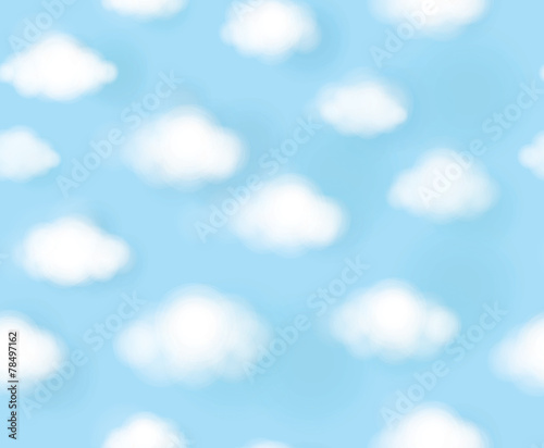 Fototapeta na wymiar Vector seamless cute pattern blue sky and white clouds.