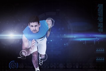 Fototapete - Composite image of portrait of a young sporty man running