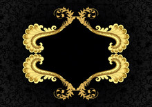 Yellow Brown Frame In Vintage Style On A Black Background