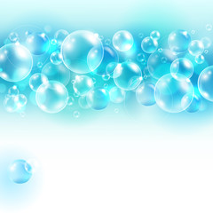 Wall Mural - Vector - on an abstract turquoise background with bubbles of air