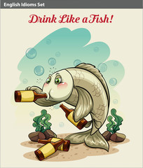 Sticker - Drinking like a fish idiom