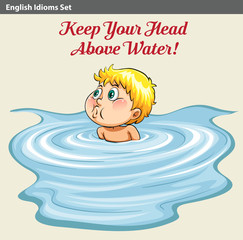 Sticker - A man keeping his head above the water