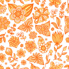 Wall Mural - Seamless floral pattern.