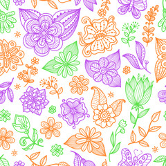 Wall Mural - Seamless floral pattern.