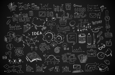 Poster - Business doodles Sketch set : infographics elements isolated