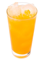 Wall Mural - A glass of orange juice over white background