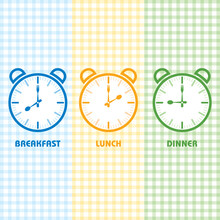 Breakfast Lunch And Dinner Time Stock Vector