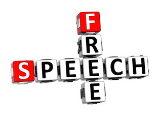 Poster - 3D Crossword Free Speech on white background