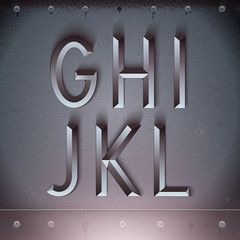 Poster - Vector Metal Embossed Font from G to L