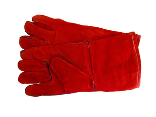 Red protective work gloves