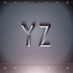 Poster - Vector Metal Embossed Font from Y to Z