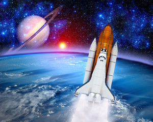 Wall Mural - space shuttle launch rocket