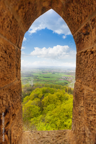 Fototapeta na wymiar View from stoned loophole window of Hohenzollern