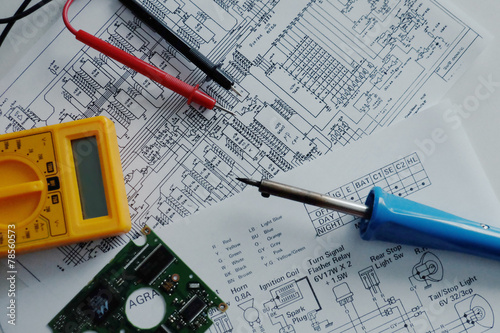 Fotografía Elektronik Elektrik Elektriker Schaltpläne Werkzeuge
