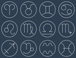 Astrological signs of the zodiac. Flat thin line icon style.