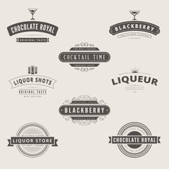 Liquore Retro Vintage Labels Hipster Logo design vector