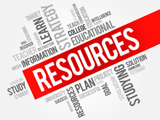 Poster - RESOURCES word cloud, education concept