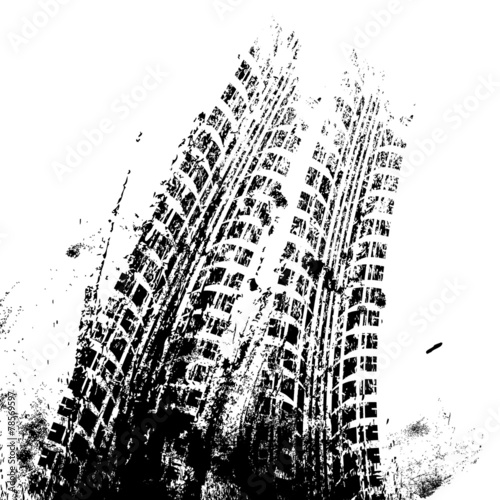 Fotomural Background with grunge black tire track , vector