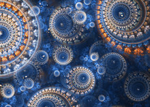 Blue And Orange Abstract Circle Fractal Background