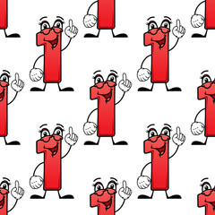 Poster - Cartoon number one seamless pattern