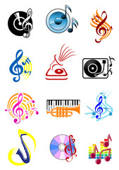 Poster - Colorful musical icons set
