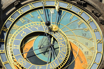detdetail of historical medieval astronomical clock in prague