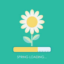 Spring Is Coming With Loading Bar Concept. Blossoming Flower