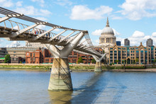 St Paul's Cathedral And The Millennium Bridge In London