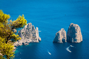 Wall Mural - Capri, Faraglioni in the mediterranean sea. Italy, Naples