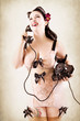 Girl with Retro Lingerie and Vintage Background #2