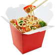 Perfect wok noodles box with chopsticks