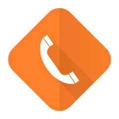 Poster - phone orange flat icon telephone sign