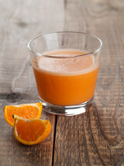 Poster - Drink smoothie on wooden table, selective focus