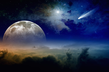 Wall Mural - full moon and comet