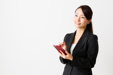 asian businesswoman on white background