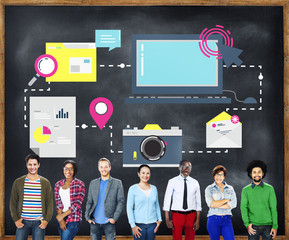 Poster - technology media social network connection concept