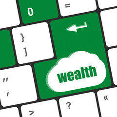 Poster - cloud icon with wealth word on computer keyboard key