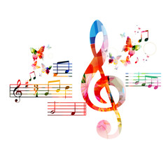 Poster - Colorful G-clef background